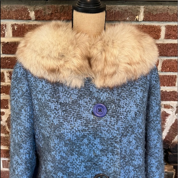 VINTAGE 1950’s-1960’s car coat with fur collar - Picture 3 of 6